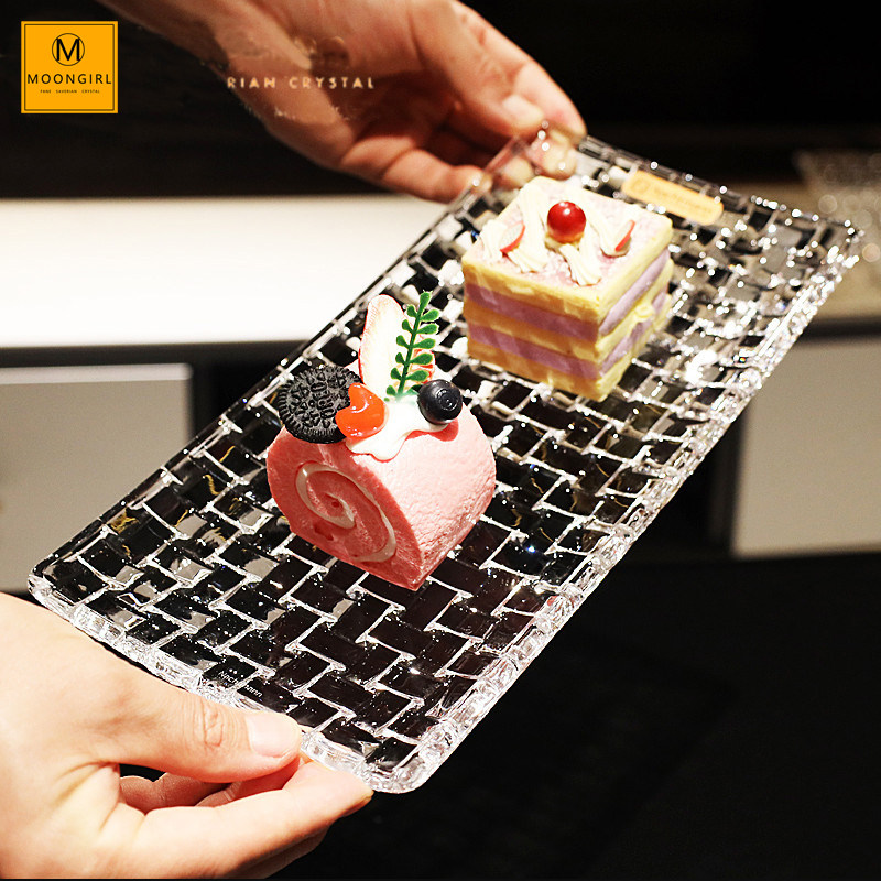 Moongirl水晶玻璃水果盘斗寿司盘糕点心甜品蛋糕盘零食托盘平盘子,餐饮具,餐用托盘,淘宝优惠券,粉丝福利购,淘宝优惠卷