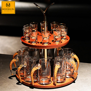 MOONGIRL水晶玻璃一两口白酒烈酒杯子家用酒具收纳放置架商用套装