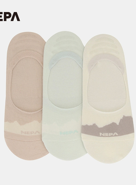 NEPA耐葩24年春夏新品户外女士3双装袜子简约图案舒适船袜7K28353