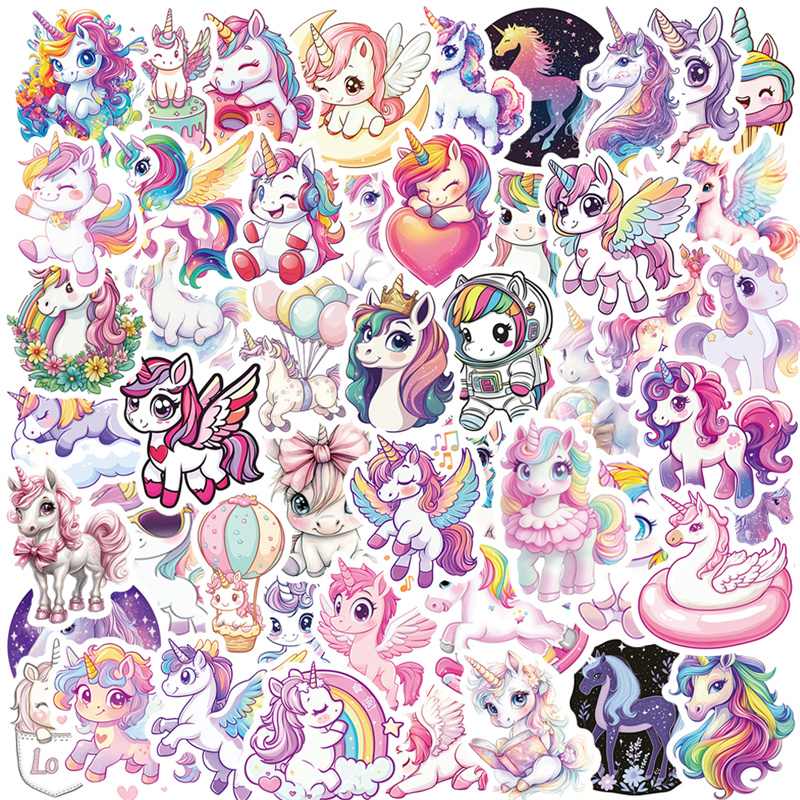 50张梦幻独角兽贴纸小马手帐贴画