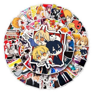 51张电锯人贴纸电次 玛奇玛 帕瓦 吉田宽文周边贴画装饰笔记本手账本手机壳背卡行李箱平板水杯防水DIY涂鸦贴