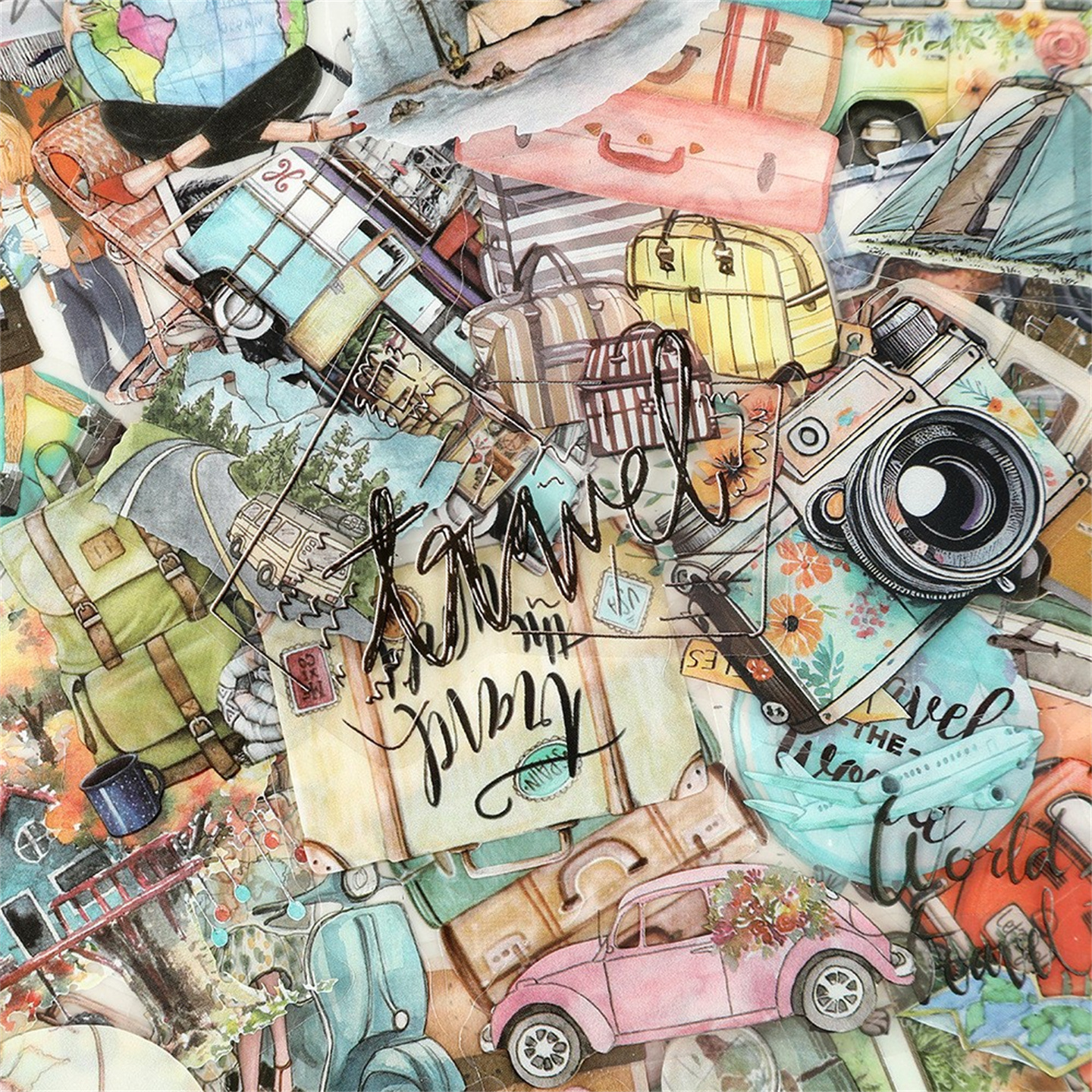 50张户外旅行透明贴纸