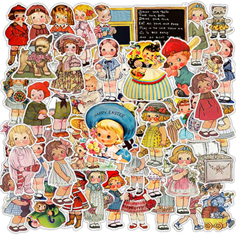50张邵和娃娃复古装饰防水贴纸