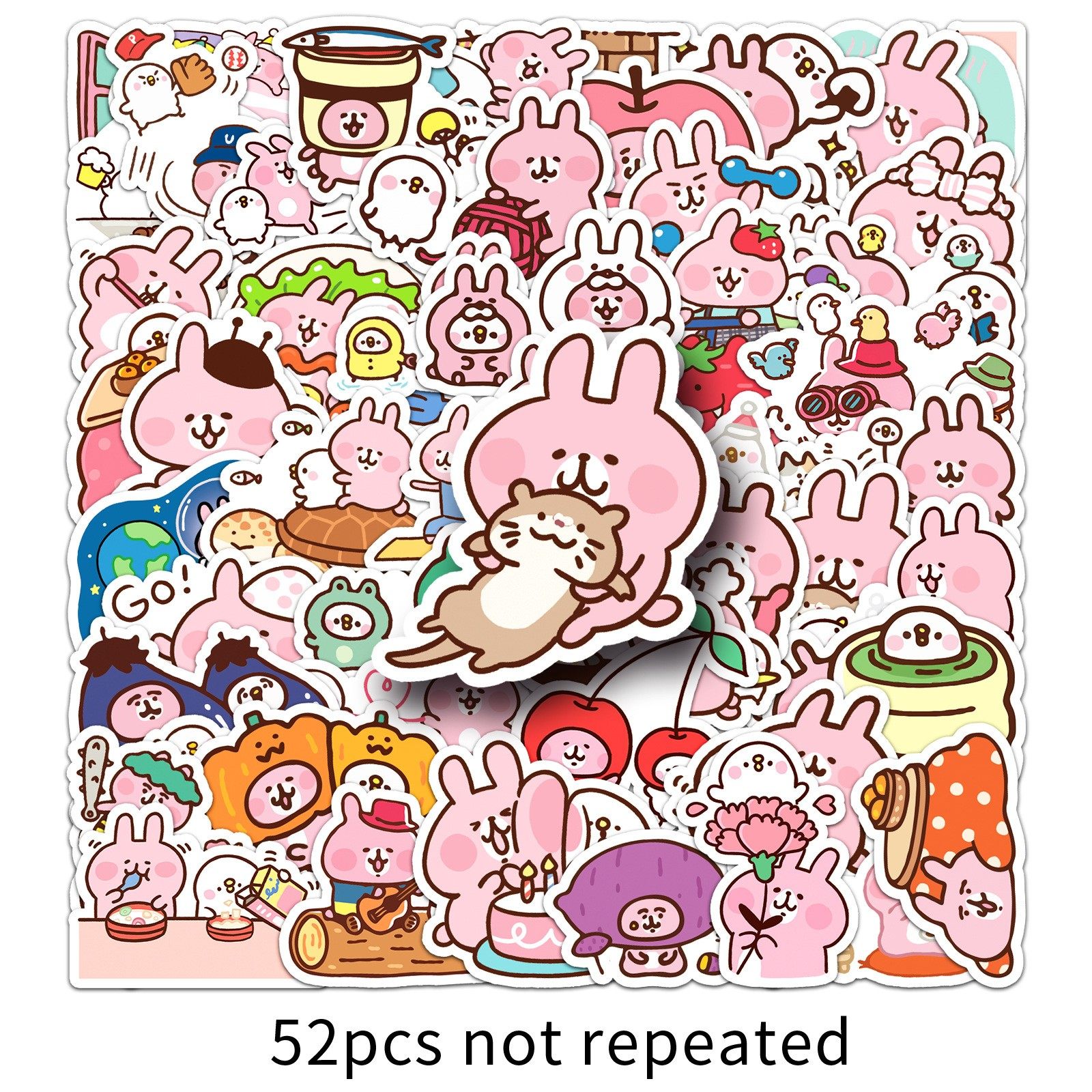 52张卡娜赫拉贴纸粉色兔子可爱卡通动物装饰笔记本手账本周边手机壳背卡行李箱平板电脑水杯防水DIY涂鸦贴,3C数码配件,笔记本个性小贴纸,淘宝优惠券,粉丝福利购,淘宝优惠卷