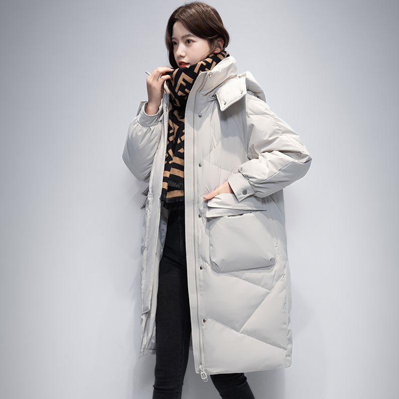 歌贝嘉韩版中长款休闲连帽棉服