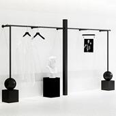 店挂衣架子 女装 服装 店展示架上墙高级感哑光黑色衣服陈列货架男装