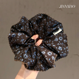 小清新碎花肥肠圈扎低马尾丸子头花复古弹力耐用发绳高级感头饰女