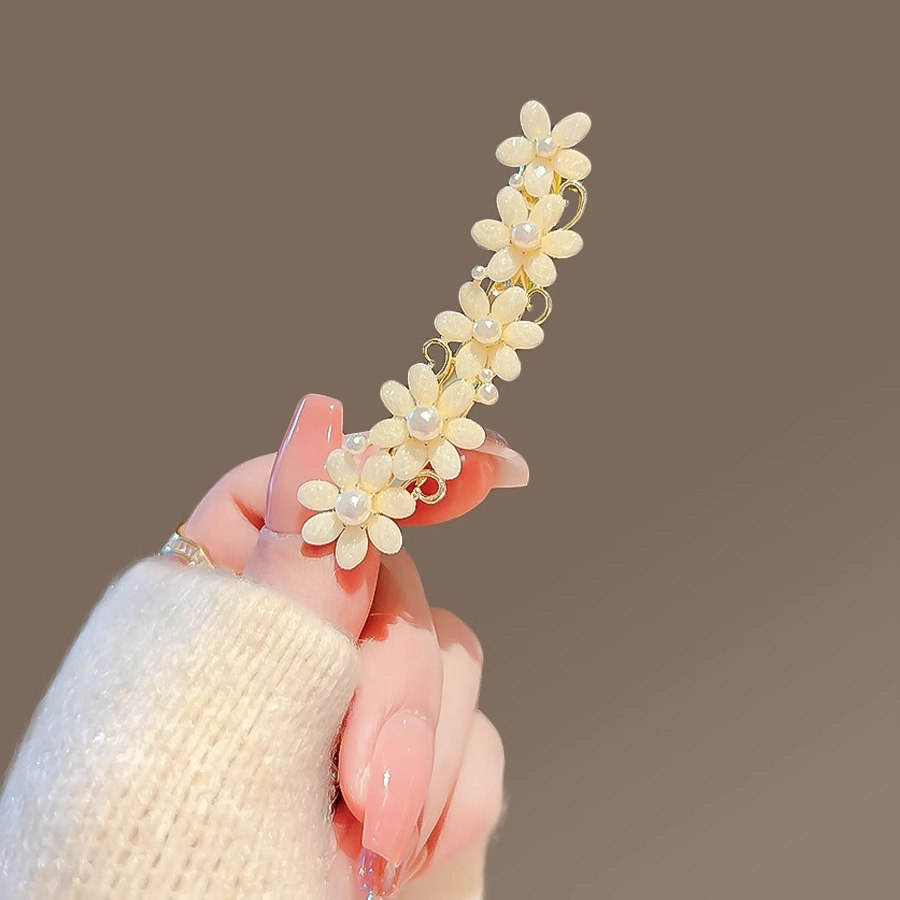 甜美珍珠发夹女春夏新款小花朵鸭嘴夹气质刘海夹子精致侧边夹发卡