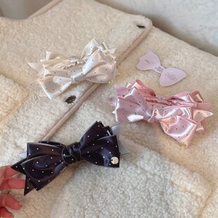 高级感缎面波点蝴蝶结香蕉夹发饰少女气质马尾夹竖夹头饰甜美发夹