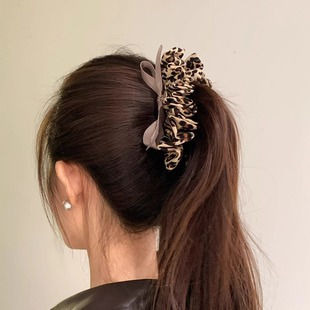 复古豹纹格纹裙摆蝴蝶结香蕉夹女高级感后脑子盘发抓夹竖夹头发饰