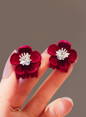 红色新年刘海夹子发夹女秋冬边夹小号抓夹前额碎发侧边发卡头饰品