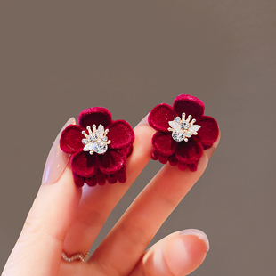 红色新年刘海夹子发夹女秋冬边夹小号抓夹前额碎发侧边发卡头饰品