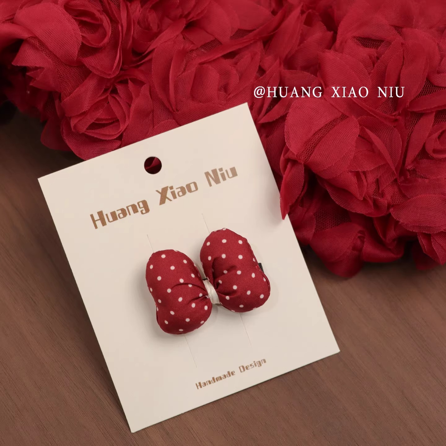 甜美可爱红色波点蝴蝶结发夹可爱立体碎发夹刘海夹女童发饰