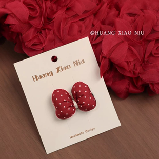 甜美可爱红色波点蝴蝶结发夹可爱立体碎发夹刘海夹女童发饰