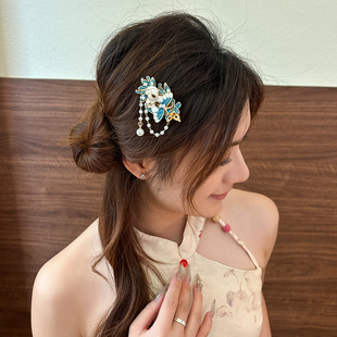 落芳辞手工汉服烧蓝发夹汉服古风发饰头饰中国风旗袍跳舞簪子