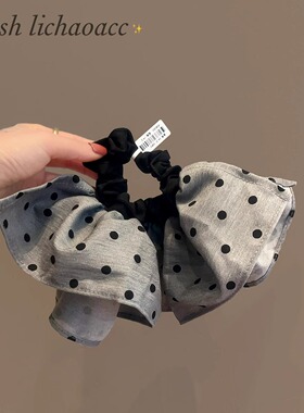 韩系高级感灰色波点裙摆发圈秋冬新款百搭头绳扎马尾辫子发绳发饰
