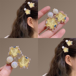星星发夹女甜美少女感精致边夹抓夹彩色叠戴小发夹发饰发卡