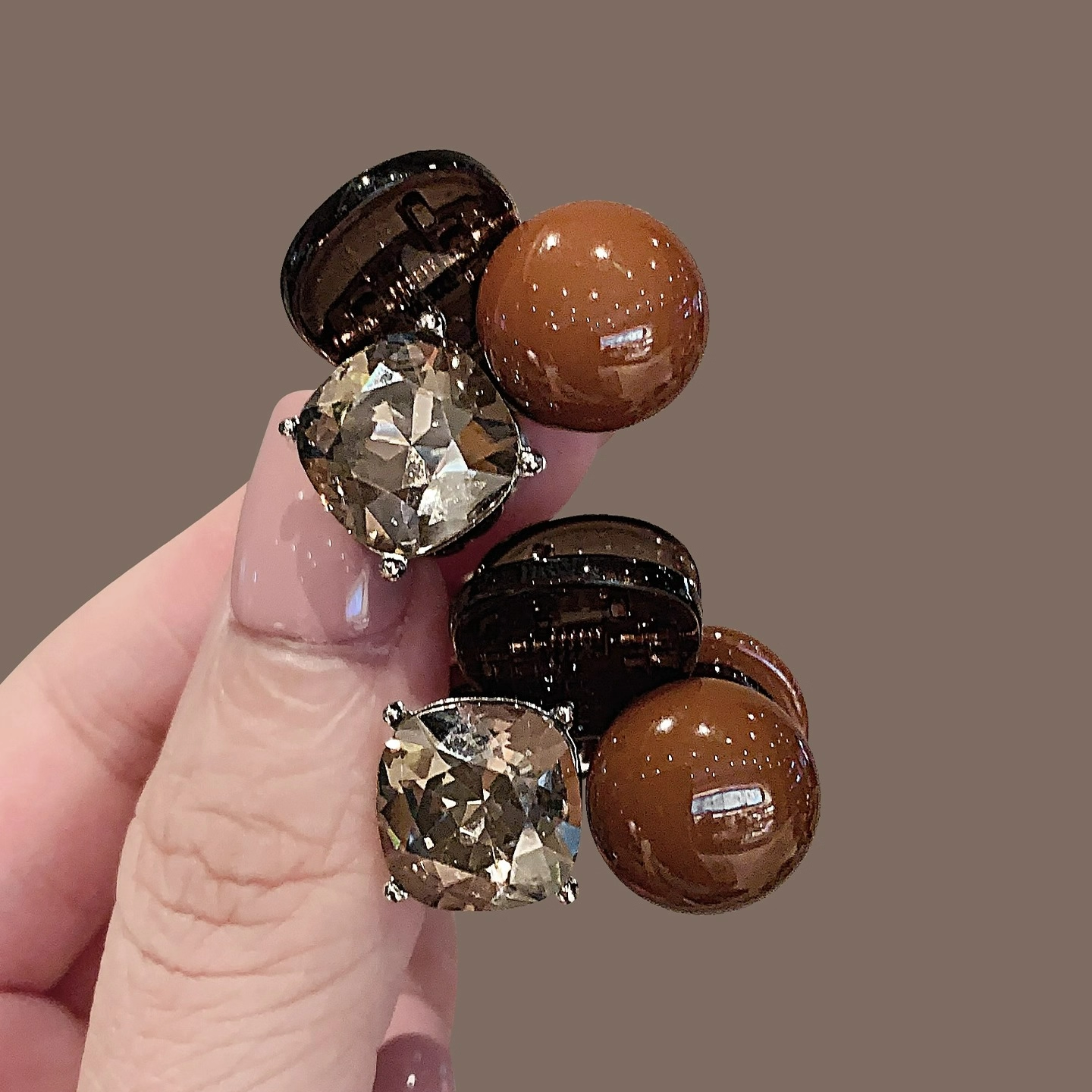 新款琥珀珍珠水钻抓夹小号刘海夹前额碎发夹公主头发夹子头饰