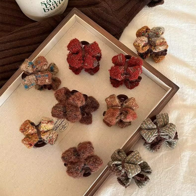 超可爱毛呢蝴蝶结公主头小抓夹