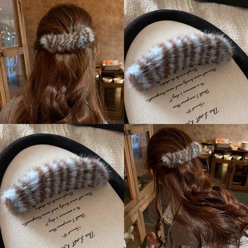 韩系毛绒豹纹发夹女冬季新款高马尾香蕉夹盘发抓夹百搭发卡子发饰