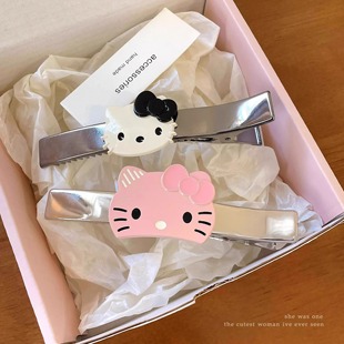 日系可爱卡通kt猫发夹大号简约高级感后脑勺盘发横夹一字夹鸭嘴夹