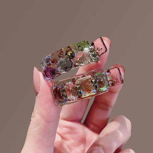 韩国气质精致百搭炫彩闪钻少女侧边夹刘海夹顶夹马尾夹高级鸭嘴夹