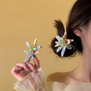 超仙春夏海星花朵抓夹发夹后脑勺盘发鲨鱼夹侧边海边旅游发卡发饰