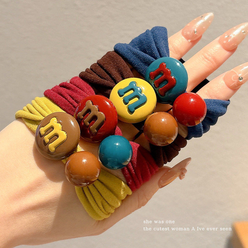 韩版糖果色m豆发圈女高弹力耐用扎头发绳不伤发儿童马尾头绳发饰