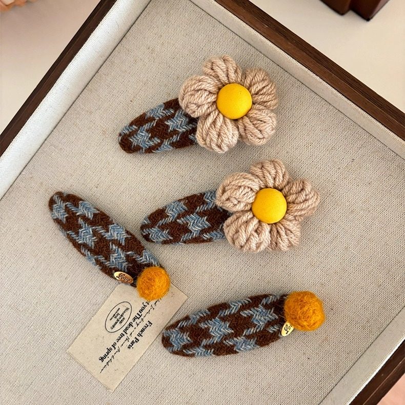 韩系秋冬新款毛呢格子毛球毛线花朵发夹刘海夹碎发边夹好看侧边夹,饰品/流行首饰/时尚饰品新,发饰,淘宝优惠券,粉丝福利购,淘宝优惠卷