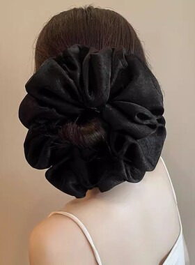 法式复古超大超仙仿真丝褶皱缎面素色大肠发圈高级感轻奢小众头绳