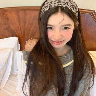 馨帮帮外出百搭宽边压发头箍时尚发卡发带豹纹褶皱带齿洗脸发箍女