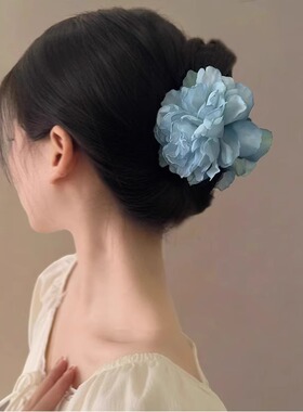 超仙牡丹花发夹春日清冷感纯色仿真花朵边夹女侧边后脑勺发卡发饰