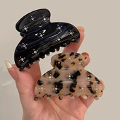 气质醋酸半扎发夹中号抓夹2024新款 高级感闪钻鲨鱼夹发卡头饰发抓