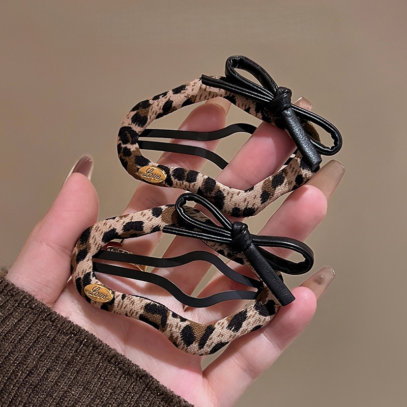 豹纹云朵刘海发夹女前额蝴蝶结边夹侧边碎发夹子bb夹2025新款头饰