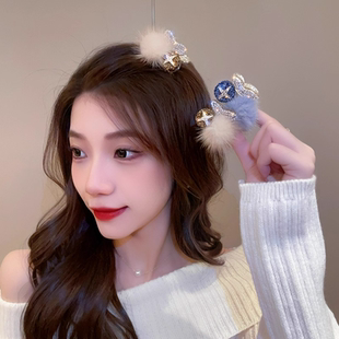 新款可爱小号毛毛抓夹女秋冬简约气质樱桃夹子头饰发夹侧边刘海夹