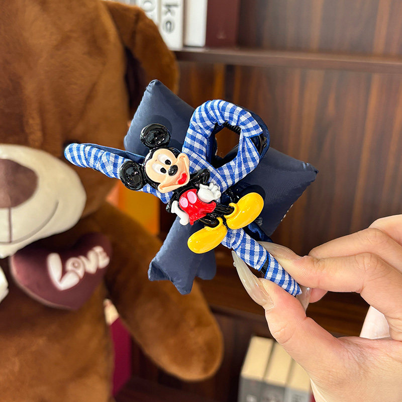 韩国新款米奇蝴蝶结抓夹超好看蓬蓬棉大号后脑勺盘发抓夹