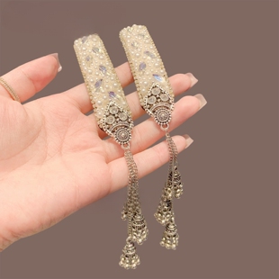 新中式流苏珍珠发夹闪钻精致掰掰夹侧边夹后脑勺碎发整理发卡