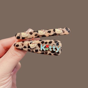 可爱卡通咖豹KT猫发夹侧边刘海夹额前碎发夹子醋酸鸭嘴夹女