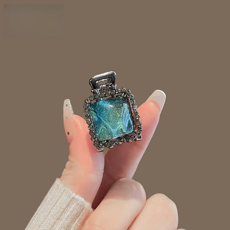 冰川水晶蓝色精致树脂小号抓夹气质侧边刘海碎发夹子鲨鱼夹女