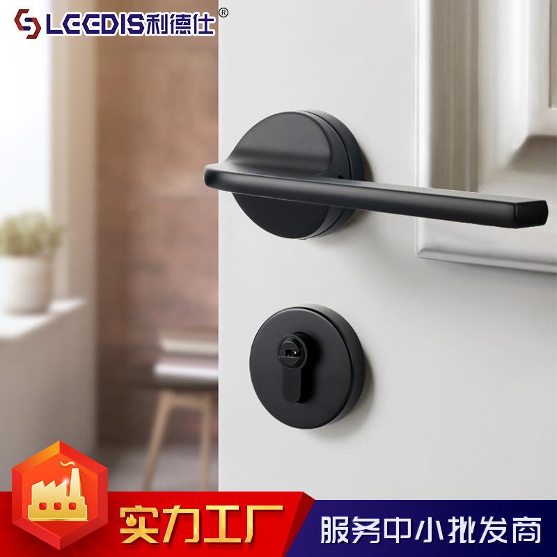 简约室内卧室房门锁灰黑色北欧静音木门锁现代书房机械执手锁
