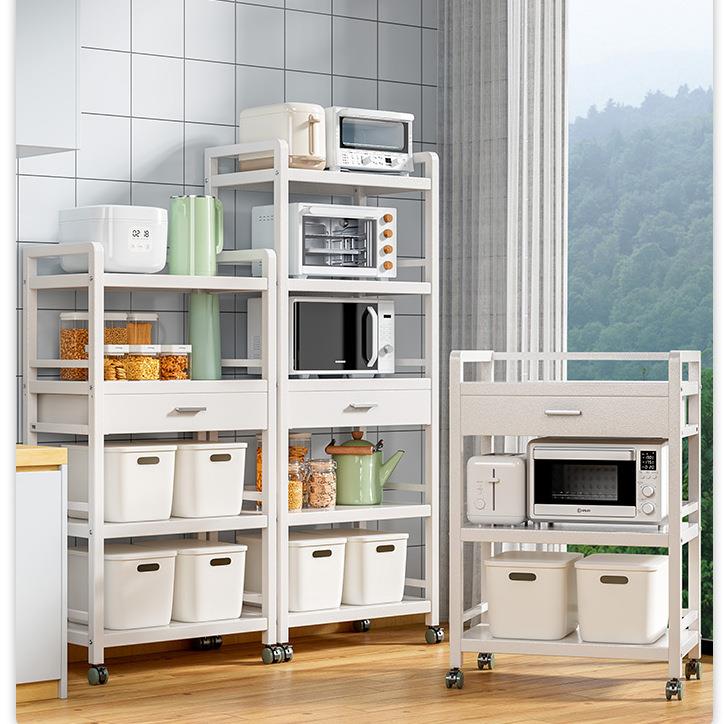 厨房置物架落地多层微波炉架不锈钢储物烤箱收纳放锅橱柜架子抽屉