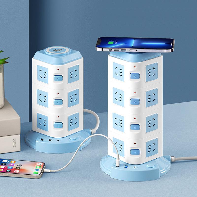 立式无线充电插座带线多功能USB快充插线板创意接线板家用