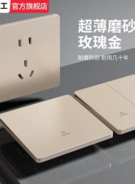 国际电工奶油风金色开关插座