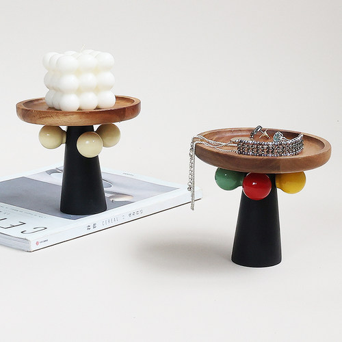 高脚实木香薰蜡烛杯托盘