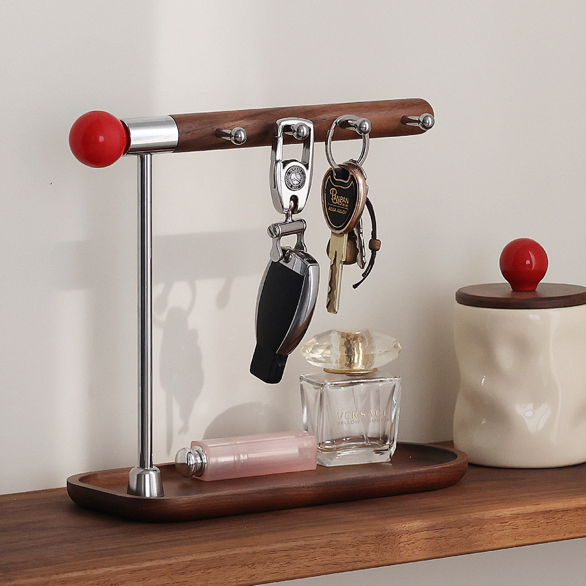 黑胡桃木实木钥匙挂钩入户门口玄关置物架首饰品收纳架创意中古风