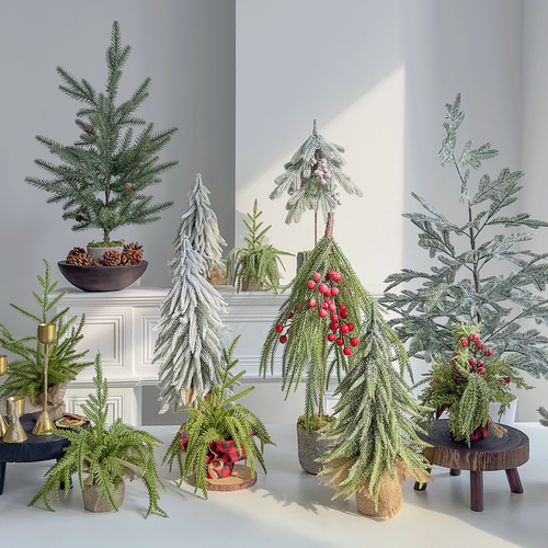 迷你圣诞树盆栽仿真桌面橱窗摆件