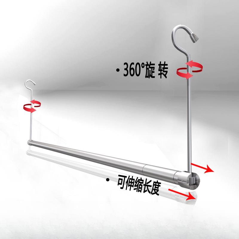 可伸缩单杆晒被子晾衣神器阳台室内折叠不锈钢隐形防盗网晒衣架