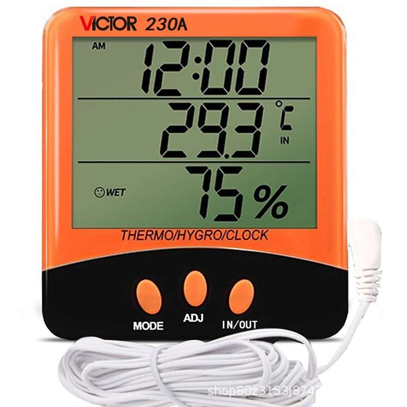 胜利仪器(VICTOR)VC230A壁挂式电子温湿度计带探头室温计-20-50℃