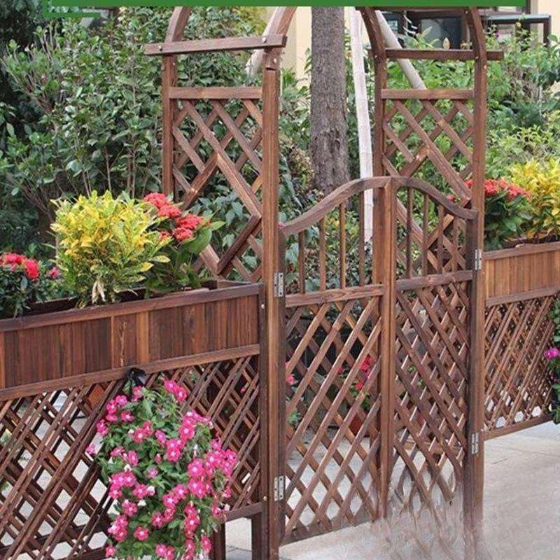 花园门户外庭院装饰防腐木碳化葡萄架半圆网格花架子拱形爬藤拱门