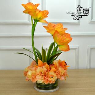 金缀高品质朱顶兰绣球仿真花客厅餐桌酒店大堂前台花装饰花艺摆件